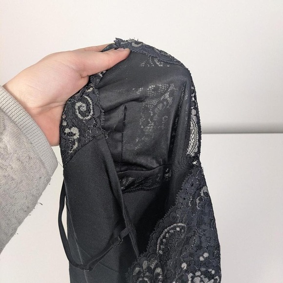 Vtg Express Babydoll Cami Top M Deadstock Y2K Lace Trim Sheer Coquette - Picture 4 of 6